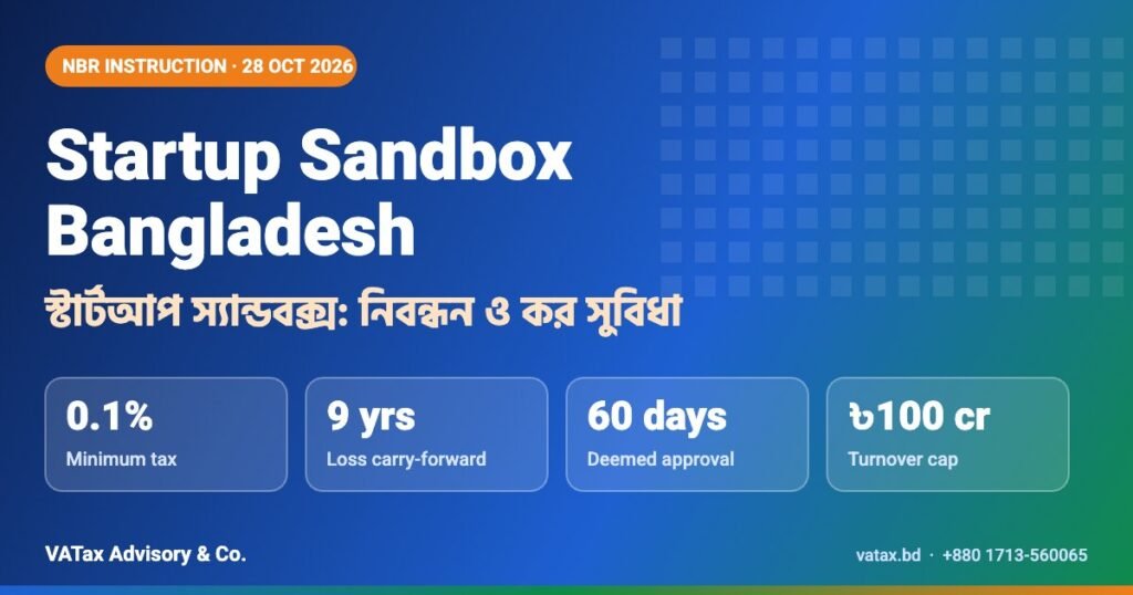 Startup sandbox Bangladesh – স্টার্টআপ স্যান্ডবক্স NBR registration and tax benefits 2026